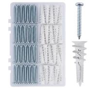 Juego de 60 tacos aislantes de 41 mm, de nailon con tornillos de cabeza alomada, autorroscantes sin taladrar, juego de tornillos para paneles de yeso y aislamiento de fachadas