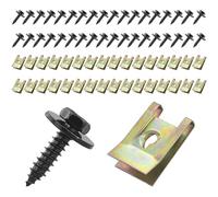 Juego de 66 tornillos de tuerca de chapa para tuerca: 33 tornillos de carrocería, 33 U tipo clip de guardabarros, tuercas de fijación, clips de carrocería, juego de tuercas de rosca, tornillos