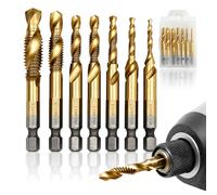 Juego de 7 Brocas para Metal HSS 2-en-1 con Macho de Roscar Integrado