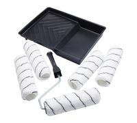 Juego de 7 rodillos de pintura ProDec Advance de 9 pulgadas x 1,75" - 5 rodillos de microfibra de pelo medio, bastidor de jaula y bandeja para pintar con pinturas de emulsión en paredes y techos