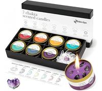 Juego de 7 velas aromáticas de chakra con cristales, cera de soja, aceites esenciales, pulsera, cuenco de meditación