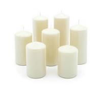 Juego de 7 velas de cera auténtica, color crema y blanco | Vela en bloque, 7 alturas diferentes, para Navidad, invierno, Adviento, para linterna, decoración
