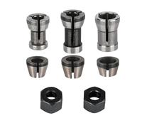 Juego de 8 alicates de sujeción para Einhell Katsu Bosch Dewalt, 6 adaptadores de abrazadera (6 mm, 6,35 mm, 8 mm) + 2 tuercas para máquina de grabado, pinzas de precisión para grabado y carpintería