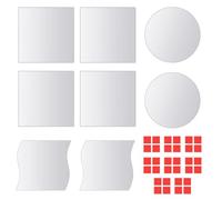 Juego de 8 azulejos de espejo, cristal, diferentes formas, 4 cuadrados, 2 | Diseño sin marco, vidrio de alta calidad, 32 tiras adhesivas, patrones flexibles, decoración de pared moderna