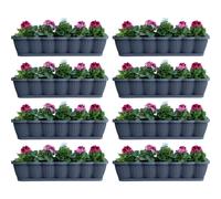 Juego De 8 Cajas De Flores De 80cm Para Balcón Anthracita Con Plato