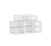 Juego de 8 Cajas de Zapatos Plástico Transparente y Blanco