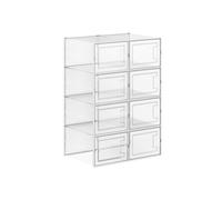 Juego de 8 Cajas de Zapatos Plástico Transparente y Blanco