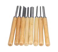 Juego de 8 cinceles para torneado de madera, cinceles de acero de alta velocidad para carpintería con mangos de madera dura, herramientas de ranurado y partición con dureza