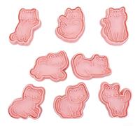 Juego de 8 cortadores de galletas con diseños de gatos 3D para hornear galletas, masa de fondant y actividades de manualidades