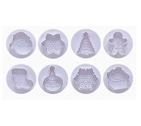 Juego de 8 cortadores de galletas de Navidad, juego de sellos de émbolo de plástico