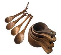 Juego de 8 cucharas medidoras de madera de calidad para medir con precisión los ingredientes para hornear, juego de utensilios de cocina de madera seguro y fácil de usar
