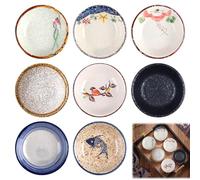Juego de 8 Cuencos de Cerámica para Salsa de Soja, Tapas, Sushi Vintage, Especias y Aperitivos - Diámetro 10 cm