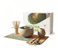 Juego de 8 escobas Matcha, juego de té matcha con whisk matcha de bambú, cuenco, soporte para escoba, filtro de té de acero inoxidable, 2 cucharas y soporte, toalla de té, regalo para los amantes del