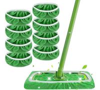 Juego de 8 fundas de microfibra para mopa Swiffer Sweeper, reutilizables, color verde, limpieza en húmedo y seco, 25,4 x 11,5 cm