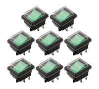 Juego de 8 interruptores basculantes con iluminación verde para barco de 4 pines