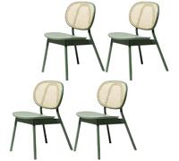 Juego de 8 modernos comedores, ratán negro, diseño elegante sin brazos, parte trasera abierta, acabado mate, contemporáneo, para decoración de cocina y comedor