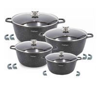 Juego de 8 ollas para cocinar, aptas para inducción, con revestimiento antiadherente, de 20, 24, 28 y 32 cm. Conjunto de utensilios de cocina