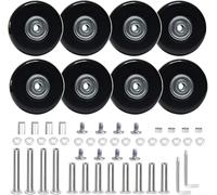 Juego de 8 ruedas silenciosas de poliuretano para equipaje con herramientas para maletas de carretilla de 40 a 64 mm, color negro (64 x 18)