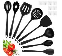 Juego de 8 utensilios de cocina de silicona, antiadherentes, resistentes al calor, con espátula, cuchara, espátula, espátula, cucharón