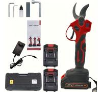 Juego de 9 accesorios que tijeras eléctricas inalámbricas de litio, tijeras de podar eléctricas con 2 baterías de 1500mAh, 40mm, pantalla, motor sin escobillas para jardinería, huertos, viñedos.