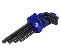 Juego de 9 llaves Allen de cabeza esférica QUICK PLOMBERIE de acero al cromo-vanadio, cabezas hexagonales métricas de 1,5 a 10 mm, llaves largas acodadas, con estuche de almacenamiento
