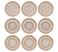 Juego de 9 manteles individuales redondos, manteles individuales tejidos, resistentes al calor, lavables, para cocina, comedor, boda, mesa, decoración de fiestas (38 cm)