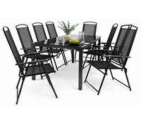 Juego de 9 piezas de muebles de jardín | grupo de asientos grupo comedor | 1x mesa, 8x sillas | dimensiones de mesa aprox. H. 76 x W. 189 x D. 90 cm | Hochlehner Set 189S