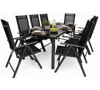 Juego de 9 piezas de muebles de jardín | grupo de asientos grupo comedor | 1xtable, 8x sillas | dimensiones de mesa aprox. H. 76 x W. 189 x D. 90 cm | Conjunto de jardín – Sillas 189 SW