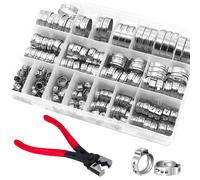 Juego de abrazaderas para mangueras, 170 piezas, acero inoxidable, de 5,3 a 33,1 mm, con alicates