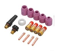 Juego de accesorios de antorcha de soldadura TIG, 16 piezas para WP-17 WP-18 WP-26 antorchas refrigeradas por aire y refrigeradas por agua con lente de gas rechoncho y boquilla de alúmina
