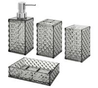 Juego de Accesorios de baño, 4 Piezas de decoración de baño, Accesorios de baño, dispensador de jabón de Diamante, Vaso de baño, jabonera y Soporte para Cepillo de Dientes, decoración de baño Bohemia