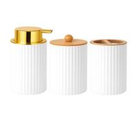 Juego de Accesorios de Baño de 3 Piezas con un dispensador de jabón Blanco, un Vaso para Cepillo y un Vaso para hisopos, Accesorios para baño, jabón líquido y Gel Recargable