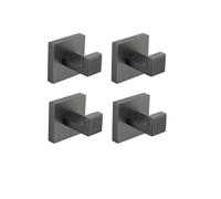 Juego de accesorios de baño de 4 piezas, color gris cepillado, toallero de metal para pistola de acero, soporte para papel higiénico, gancho para bata y barra de toalla, decoración de baño moderna