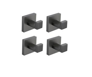 Juego de accesorios de baño de 4 piezas, color gris cepillado, toallero de metal para pistola de acero, soporte para papel higiénico, gancho para bata y barra de toalla, decoración de baño moderna