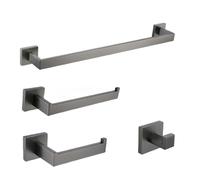 Juego de accesorios de baño de acero cepillado de metal sin interior, toallero de 40 cm, soporte para papel higiénico, gancho para bata y barra de toalla para moderno