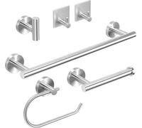 Juego de accesorios de baño de acero inoxidable, que incluye: un toallero de 40 cm, dos dispensadores de papel higiénico y 3 ganchos