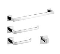 Juego de accesorios de baño de acero pulido Ch inless - Toallero de 4 piezas, soporte para papel higiénico, barra de toalla y gancho - y tamaño de 40 cm