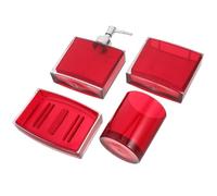 Juego de Accesorios de Baño de Acrílico Rojo 4 Piezas
