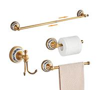 Juego de Accesorios de baño de Bronce Antiguo, toallero Ajustable, Soporte de Papel higiénico, Soporte para Toallas de Mano, Gancho, Juego de Accesorios de baño Dorados montado en la Pared