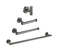 Juego de accesorios de baño plomizo, kit de accesorios de montaje en pared de 4 piezas, diseño moderno y duradero, perfecto para renovación del hogar y decoración de baño elegante