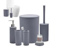 Juego de accesorios de baño, soporte para cepillo de dientes y dispensador | 7 piezas de accesorios de ducha que ahorran espacio para el hogar, encimera, hotel, interior, hogar, viajes, baño, viaje