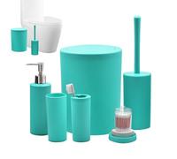 Juego de accesorios de baño, soporte para cepillo de dientes y dispensador | 7 piezas de accesorios de ducha que ahorran espacio para el hogar, encimera, hotel, interior, hogar, viajes, baño, viaje