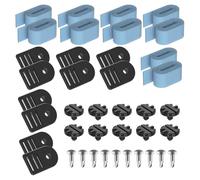 Juego de accesorios de correa de rodillo de piscina, correas de nailon azul con clips moldeados negros y pomos para reemplazo y almacenamiento de carrete de manta solar, correas de manta solar, clips