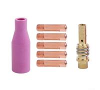 Juego de accesorios de soldadura profesional de 7 piezas, incluye puntas de soporte de boquilla para antorcha 15ak Mb15 Mig Mag de 0,8 mm de latón y piezas de cobre