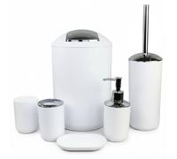 Juego de accesorios para baño, 6 piezas, color blanco