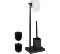 Juego de accesorios para baño - 66,5 x 23 x 18 cm - Soporte de papel higiénico independiente - Cepillo de inodoro con soporte - Acero inoxidable -