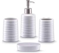 Juego de accesorios para baño, de 4 piezas, cerámica, color blanco, dimensiones: 42 x 21 x 24 cm