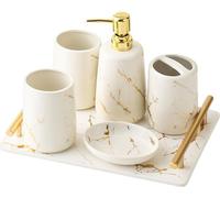 Juego de accesorios para baño de 5 piezas - Blanco