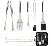 Juego de Accesorios para de Acero Inoxidable de 10 Piezas, Herramientas Portátiles y Prácticas con Bolsa de Almacenamiento para Parrilla al , Ideal para Regalos de Día