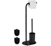 Juego de accesorios para el baño - 64,5 x 23 x 17 cm - Soporte de papel higiénico de pie - Cepillo para inodoro con soporte - Hierro -